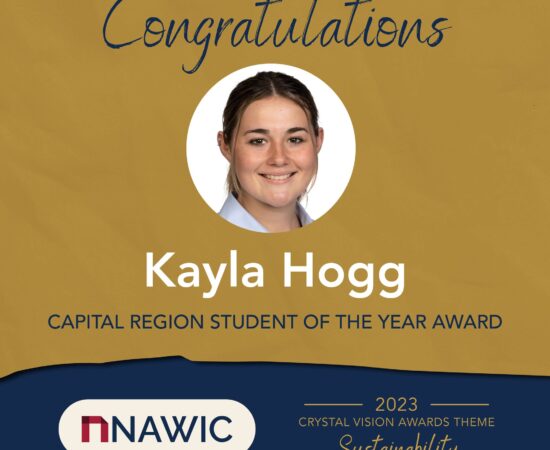 Kayla Hogg - Winner of the NAWIC ACT Crystal Vision Award 2023